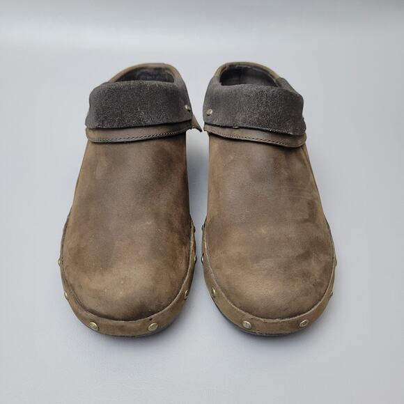 Merrell Womens 8.5 Clogs Mules Luxe Wrap Bitter Chocolate Brown Leather Shoes - Picture 6 of 13